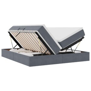 vidaXL Lit avec rangement et matelas Gris foncé 200 x 200 cm Velours