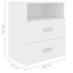 vidaXL Tables de chevet 2 Pièces Blanc 50x32x60 cm