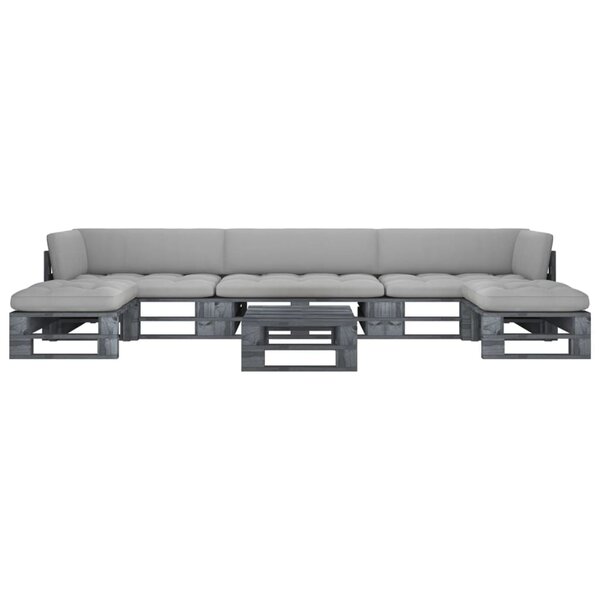 vidaXL Salon de jardin palette 6Pièces avec coussins pin imprégné de gris