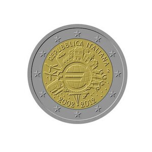 Pièce de monnaie 2 euro commémorative Italie 2012 – 10 ans de l’euro fiduciaire