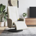 vidaXL Fauteuil inclinable de massage et repose-pieds crème similicuir