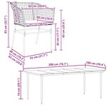 vidaXL Ensemble à manger de jardin coussins 7Pièces noir poly rotin verre