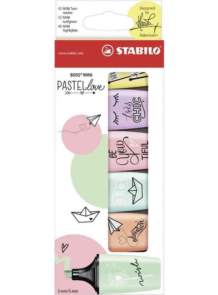 Surligneur pastel - Pastellove - Étui carton de 6 surligneurs - Coloris pastel assortis STABILO