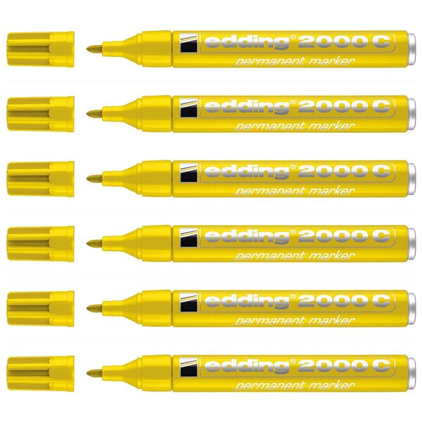Marqueur Permanent 2000C Corps Alu Jaune Pointe Ronde 1 5-3 mm x 6 EDDING