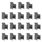 vidaXL Ensemble à manger de jardin coussins 19 Pièces Gris Résine tressée