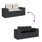 Ensemble de canapé de jardin 9 pièces avec coussins noir poly rattan acacia