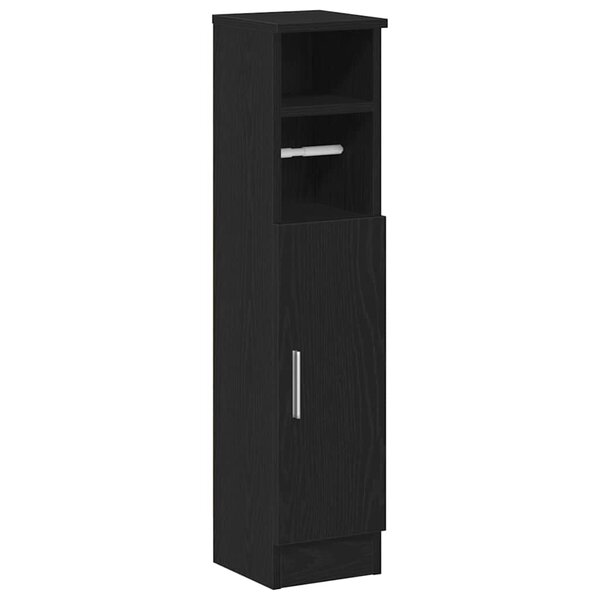 vidaXL Meuble de salle de bain avec porte-rouleau noir 20 5x22x90 cm