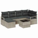 vidaXL Ensemble de canapé de jardin avec coussin 7 Pièces Gris clair