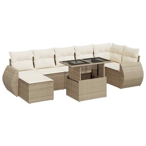 vidaXL Salon de jardin avec coussins 8 Pièces beige résine tressée