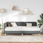 vidaXL Cadre de lit d'angle avec matelas Gris foncé 100 x 200 cm tissu