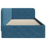 vidaXL Cadre de lit d'angle avec tête de lit Bleu 90 x 200 cm Velours
