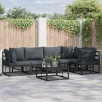 vidaXL Ensemble de canapé de jardin avec coussin 6 Pièces Noir Aluminium