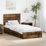 vidaXL Lit de Rangement Chêne fumé 100 x 200 cm Bois d'ingénierie