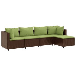 vidaXL Salon de jardin 5 Pièces avec coussins Marron Résine tressée