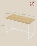 Bureau table poste de travail 120 x 60 x 75 cm pour bureau salon chambre assemblage simple métal style industriel marron 12_0004670