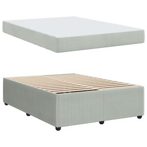 vidaXL Cadre de lit avec matelas Gris clair 160 x 200 cm tissu