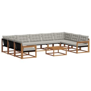 vidaXL Ensemble de canapés d'extérieur 10 Pièces Gris Naturel et Clair