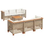 vidaXL Salon de jardin avec coussins 7 Pièces beige résine tressée