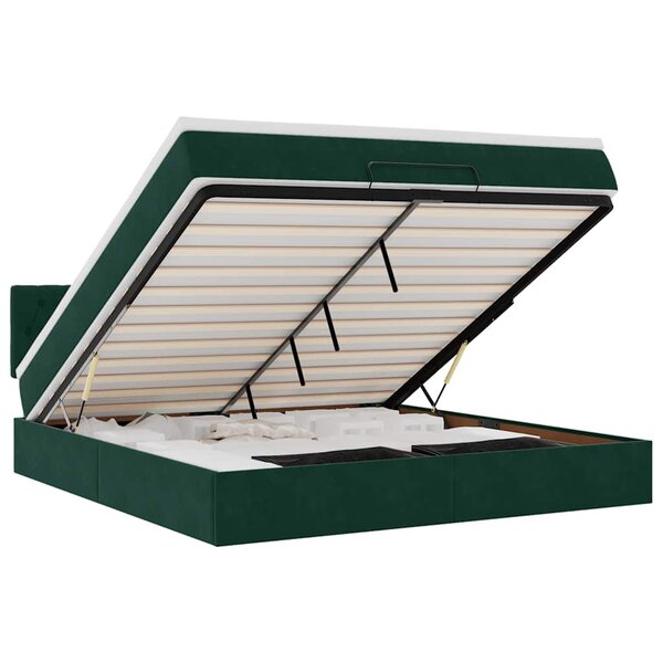 VidaXL Cadre de lit ottoman avec matelas vert foncé 180x200 cm velours