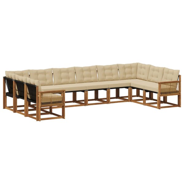 vidaXL Ensemble de canapés d'extérieur 10 Pièces Naturel et Beige