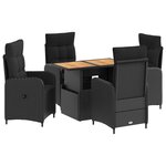 vidaXL Ensemble de repas extérieur 5 Pièces Noir