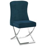 vidaXL Chaise de salle à manger Bleu 53x52x98 cm Velours et inox