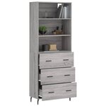 vidaXL Buffet haut Sonoma gris 69 5x34x180 cm Bois d'ingénierie