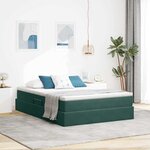 vidaXL Lit avec rangement et matelas Vert foncé 140 x 200 cm Velours