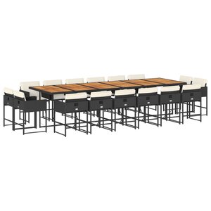 vidaXL Ensemble à manger de jardin 17 Pièces coussins noir résine tressée