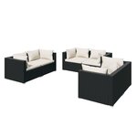 vidaXL Salon de jardin 6 Pièces avec coussins Résine tressée Noir