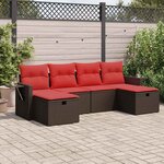 vidaXL Salon de jardin avec coussins 6 Pièces marron résine tressée