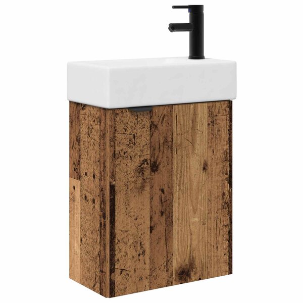 vidaXL Meuble de salle de bain avec robinet Bois ancien