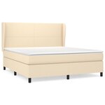 vidaXL Sommier à lattes de lit avec matelas Crème 160x200 cm Tissu