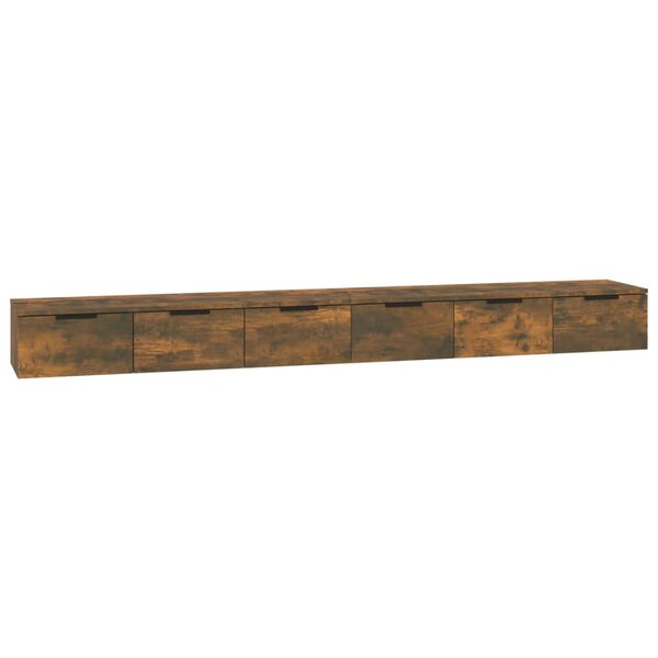vidaXL Armoires murales 2Pièces Chêne fumé 102x30x20 cm Bois d'ingénierie