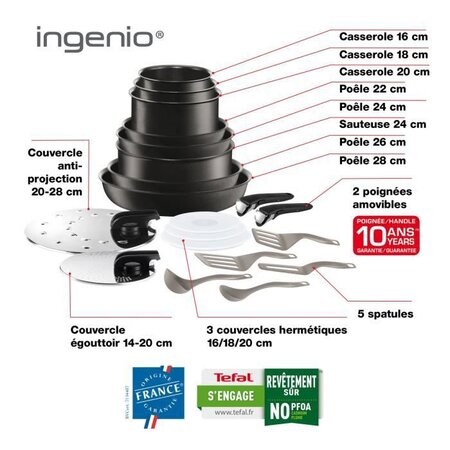 TEFAL INGENIO PERFORMANCE Batterie de cuisine 20 pieces