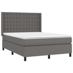 vidaXL Sommier à lattes de lit matelas LED Gris 140x190cm Similicuir