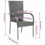 vidaXL Chaises empilables d'extérieur lot de 4 Gris Résine tressée