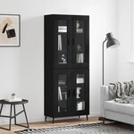 vidaXL Buffet haut Noir 69 5x34x180 cm Bois d'ingénierie