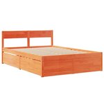 vidaXL Lit avec tiroirs/matelas cire marron 140x190 cm bois massif pin
