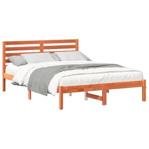 vidaXL Cadre de lit avec tête de lit Brun cire 120 x 200 cm Pin massif