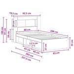 vidaXL Cadre de lit avec rangement Chêne artisanal 80 x 200 cm