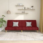 Vidaxl canapé-lit à 2 places rouge bordeaux tissu