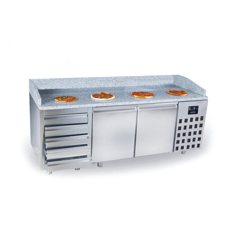 Table pizza réfrigérée 2 portes 5 tiroirs série 800 - combisteel - r290 - rvs aisi 2012615pleine 2100x800x1080mm