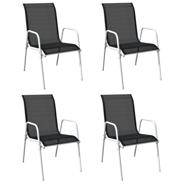 vidaXL Chaises empilables de jardin 4 Pièces Acier et textilène Noir