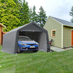 Tente garage carport dim. 6L x 3 6l x 2 75H m acier galvanisé robuste PE haute densité 195 g/m² imperméable anti-UV blanc gris