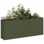vidaXL Jardinière vert olive 200x40x80 cm acier laminé à froid