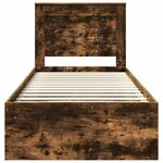 vidaXL Cadre de lit avec tête de lit Chêne fumé 90 x 200 cm Pin massif