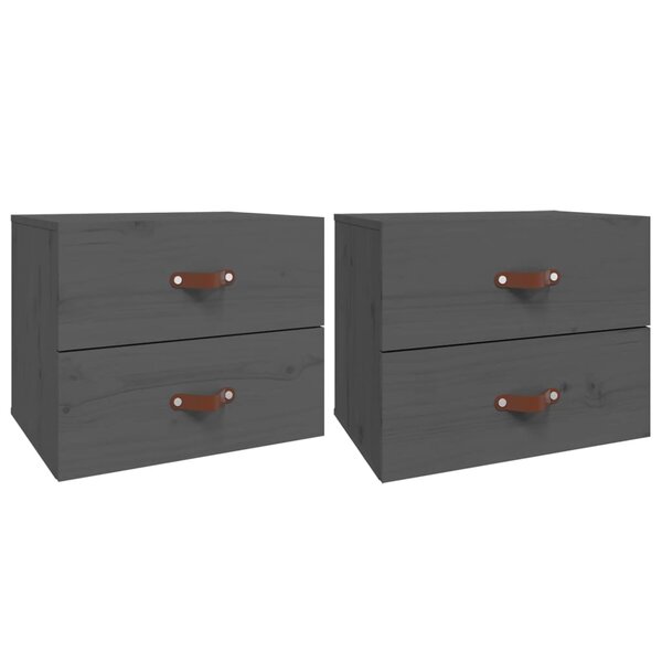 vidaXL Tables de chevet murales 2 Pièces Gris 50x36x40 cm