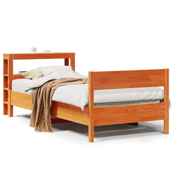 vidaXL Cadre de lit sans matelas cire marron 75x190 cm bois pin massif