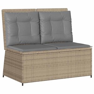 vidaXL Banc de jardin avec coussin Beige Poly rotin